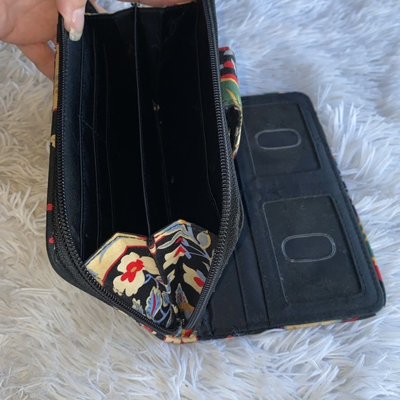 Retired Vera Bradley handbag & zip around wallet multi colors blues floral print - Picture 6 of 15